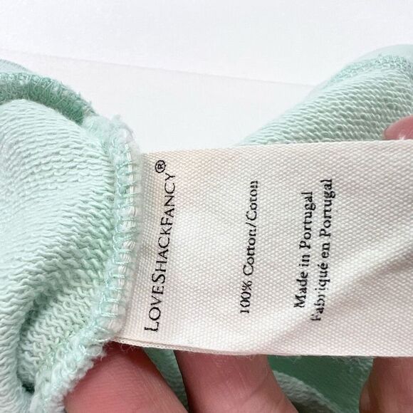 LoveShackFancy Sweatshirt Womens Small Light Green Long Sleeve Pullover Hooded - Picture 6 of 12